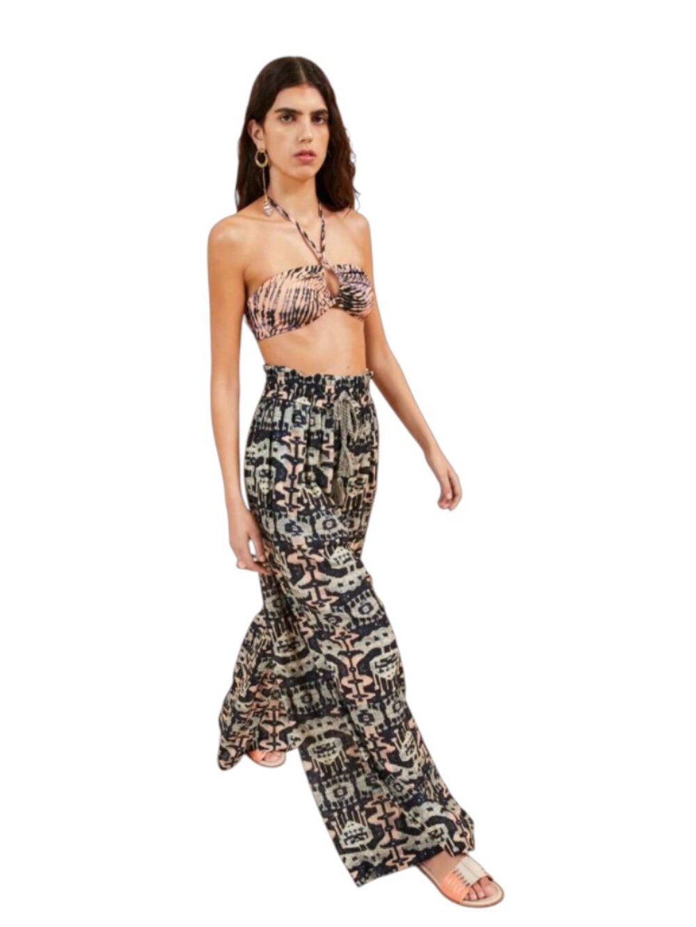Ulla Johnson Vanessa High Rise Pants Womens Large Black Pink Wide Leg Cotton